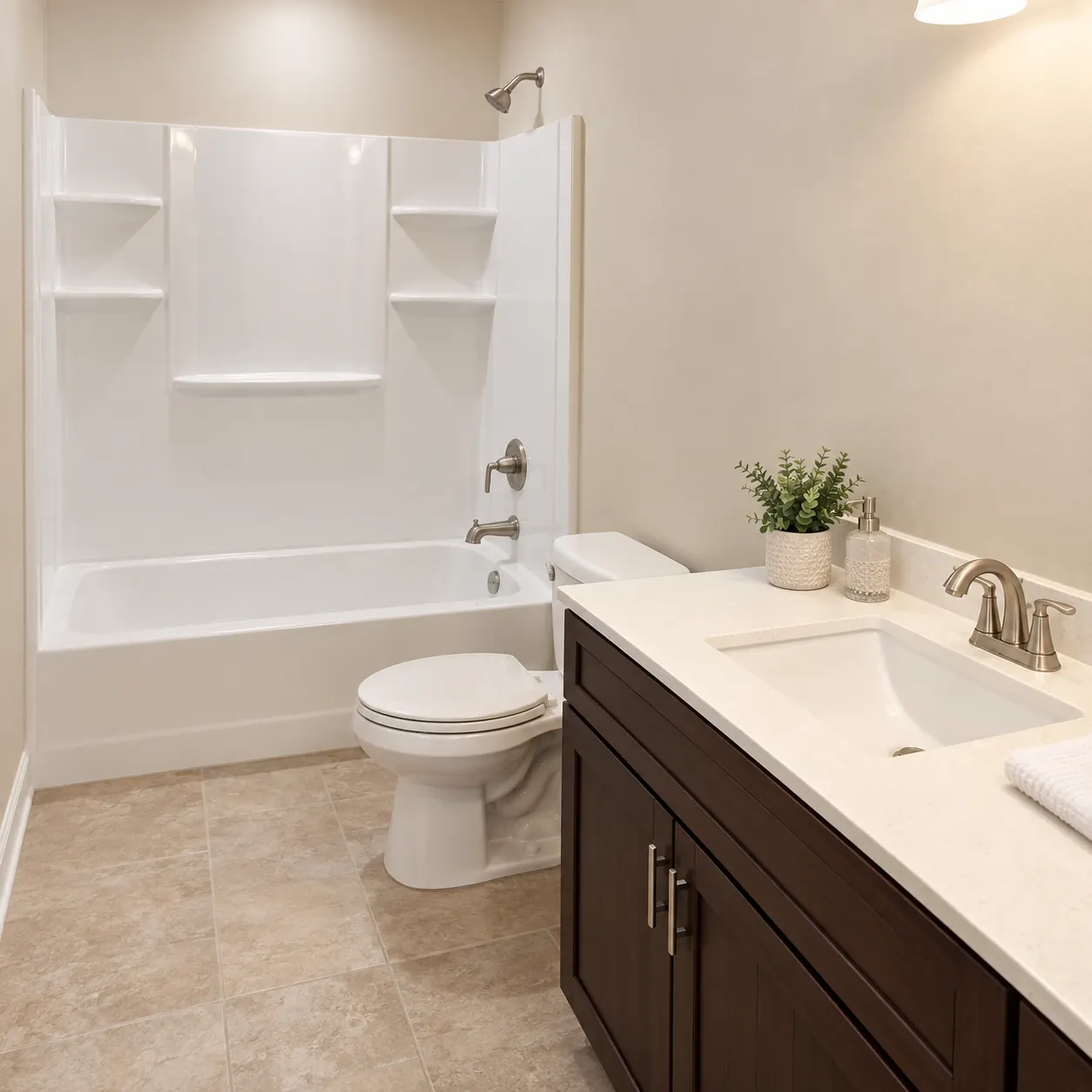 Basement bathroom and vanity
