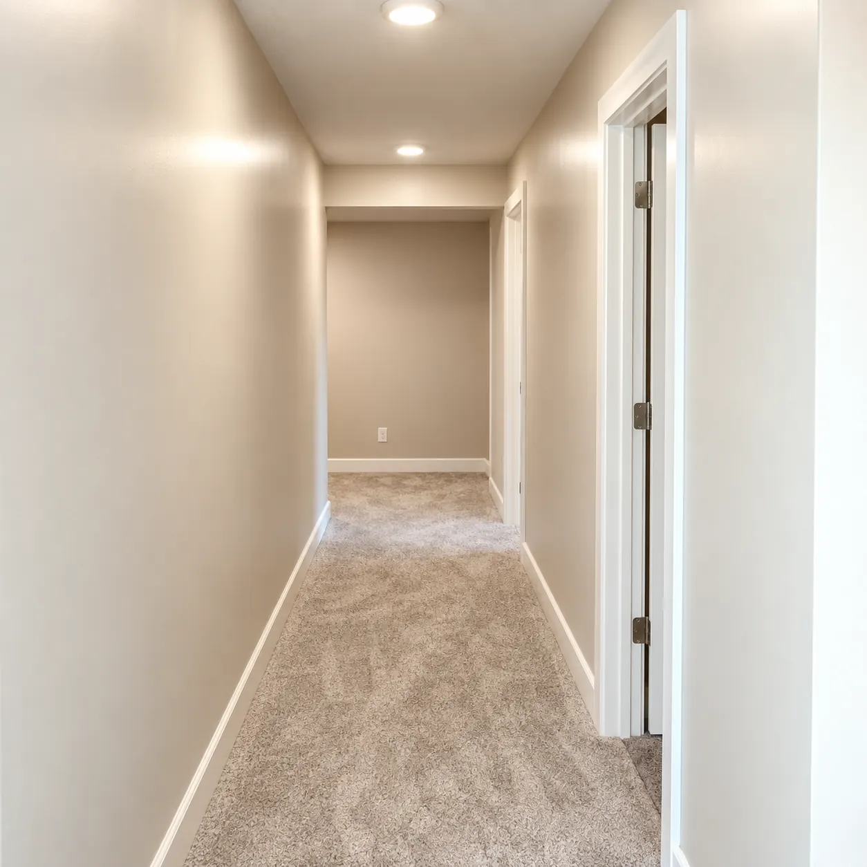 Finished basement hallway