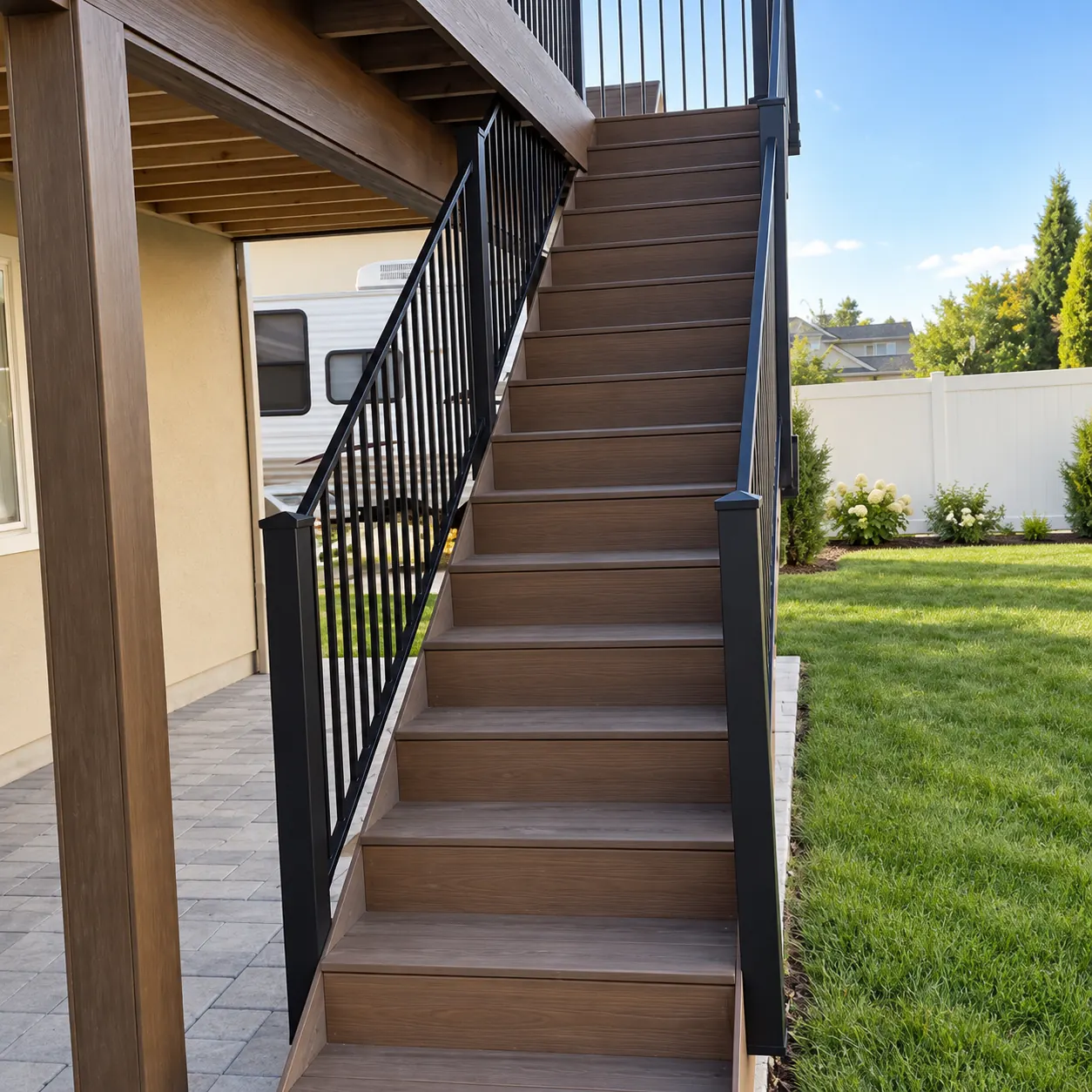 Composite deck stairs
