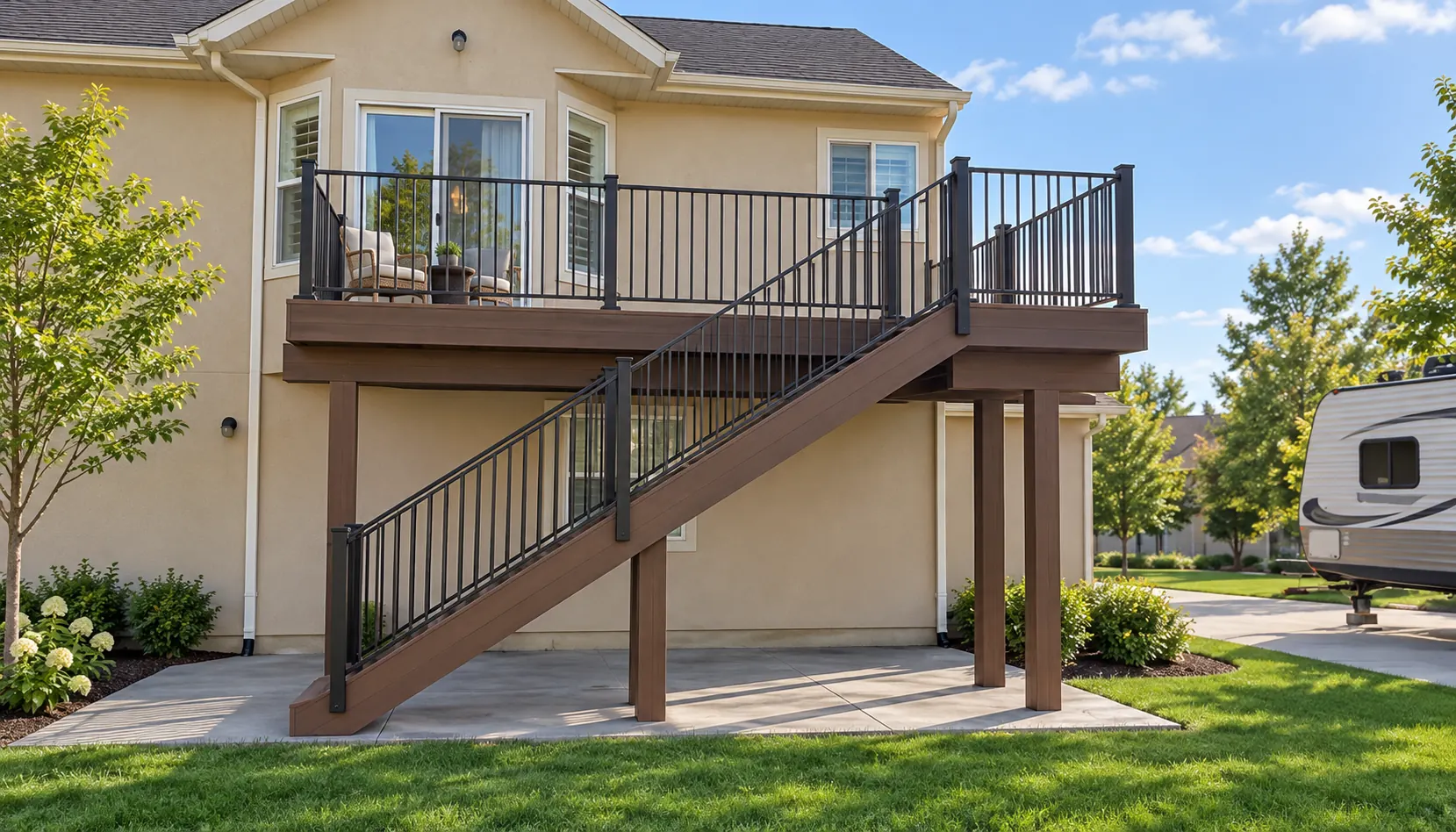 Elevated deck and stairs