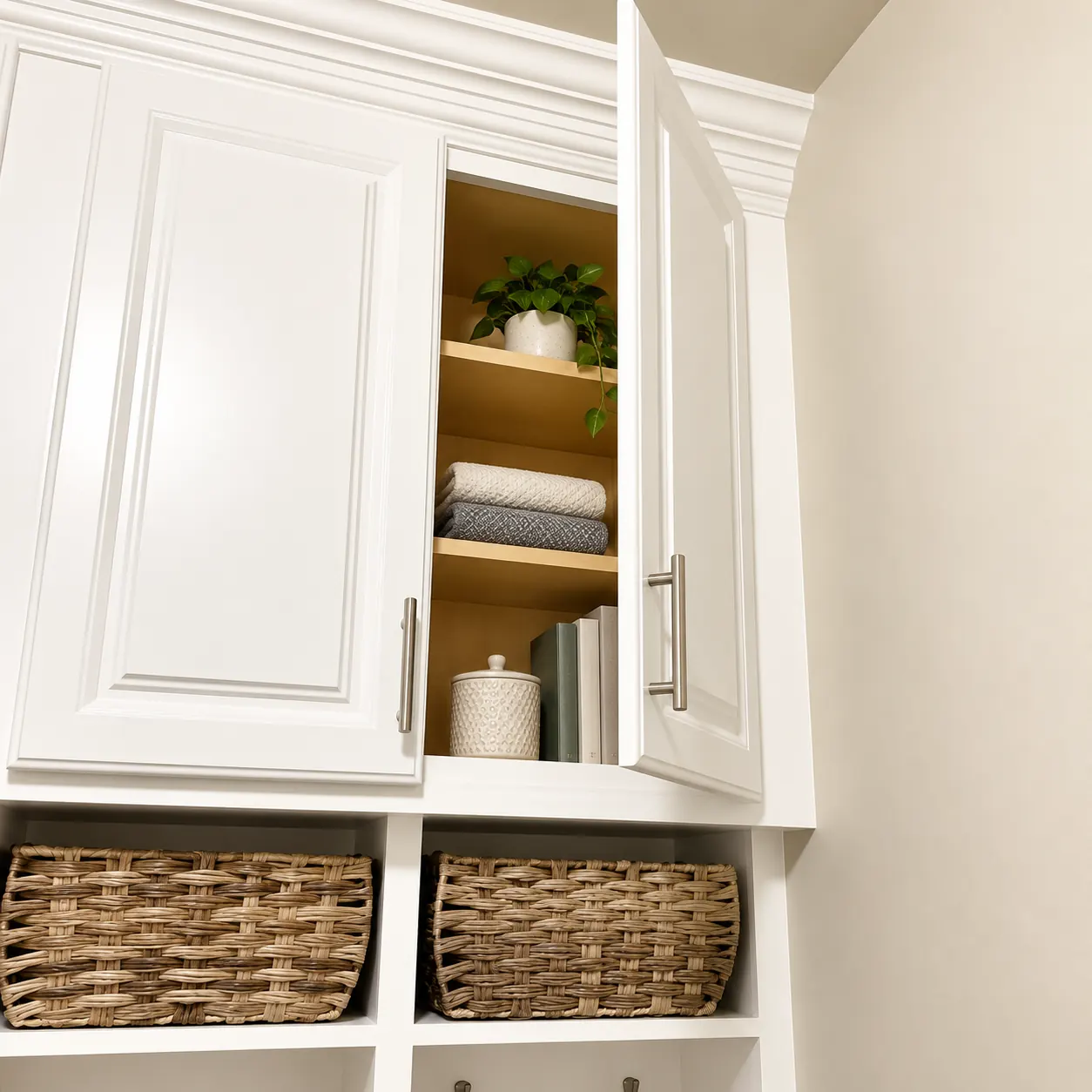 Open mudroom cabinet